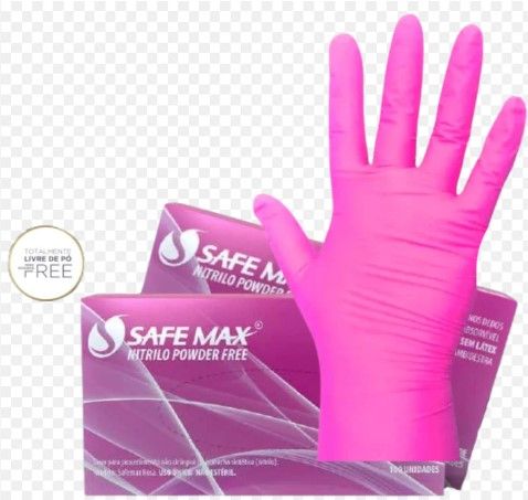 LUVA PROCED NITRILO ROSA TAM P SAFEMAX SU...