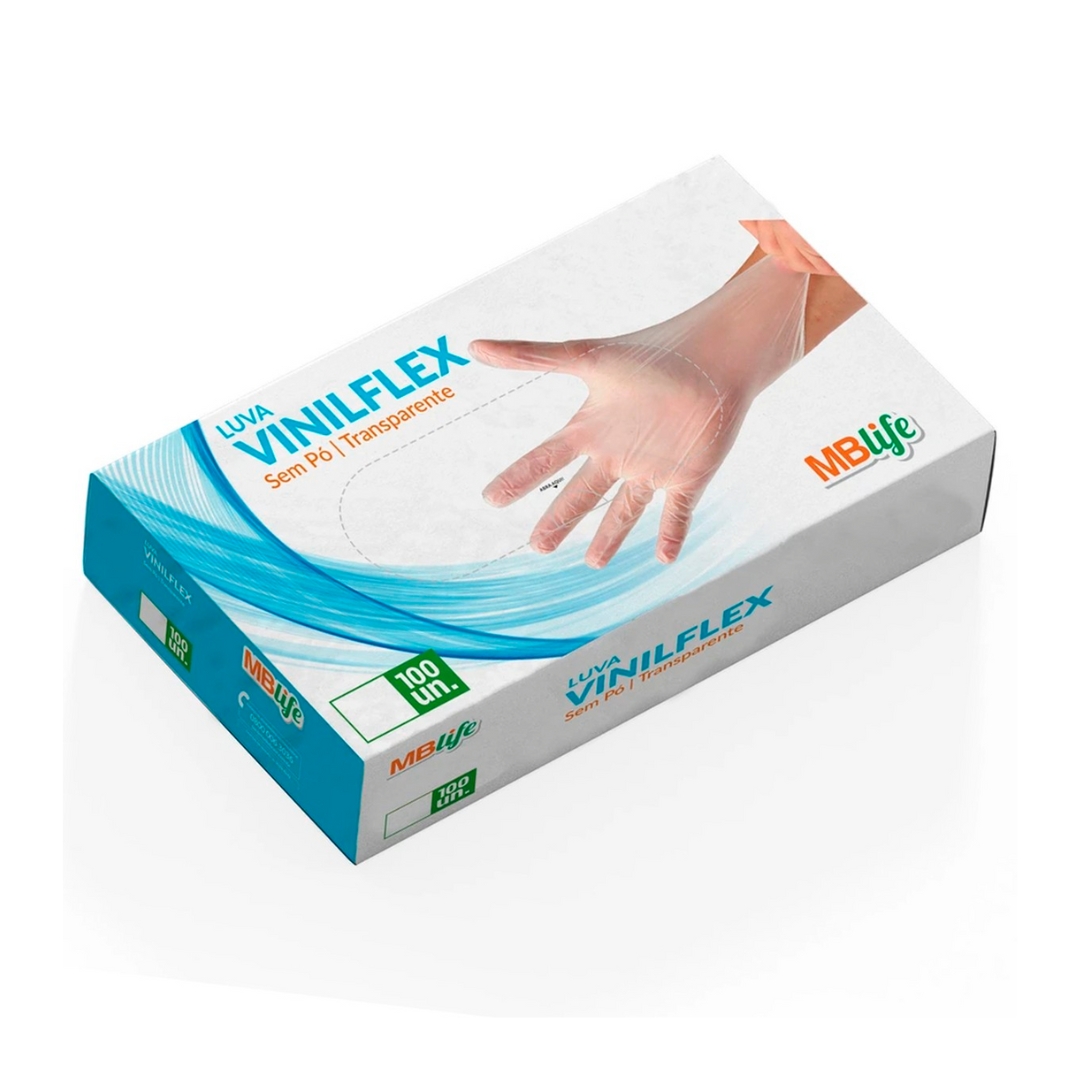 LUVAS VINIFLEX S/PÓ TRANSP.  100 UNID. (P...