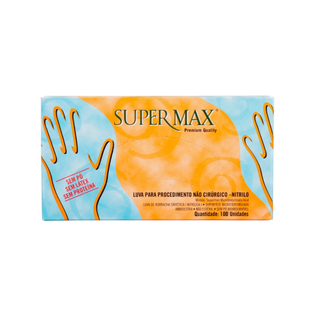 LUVAS DE PROCEDIMENTO NITRILO AZUL SUPERMAX