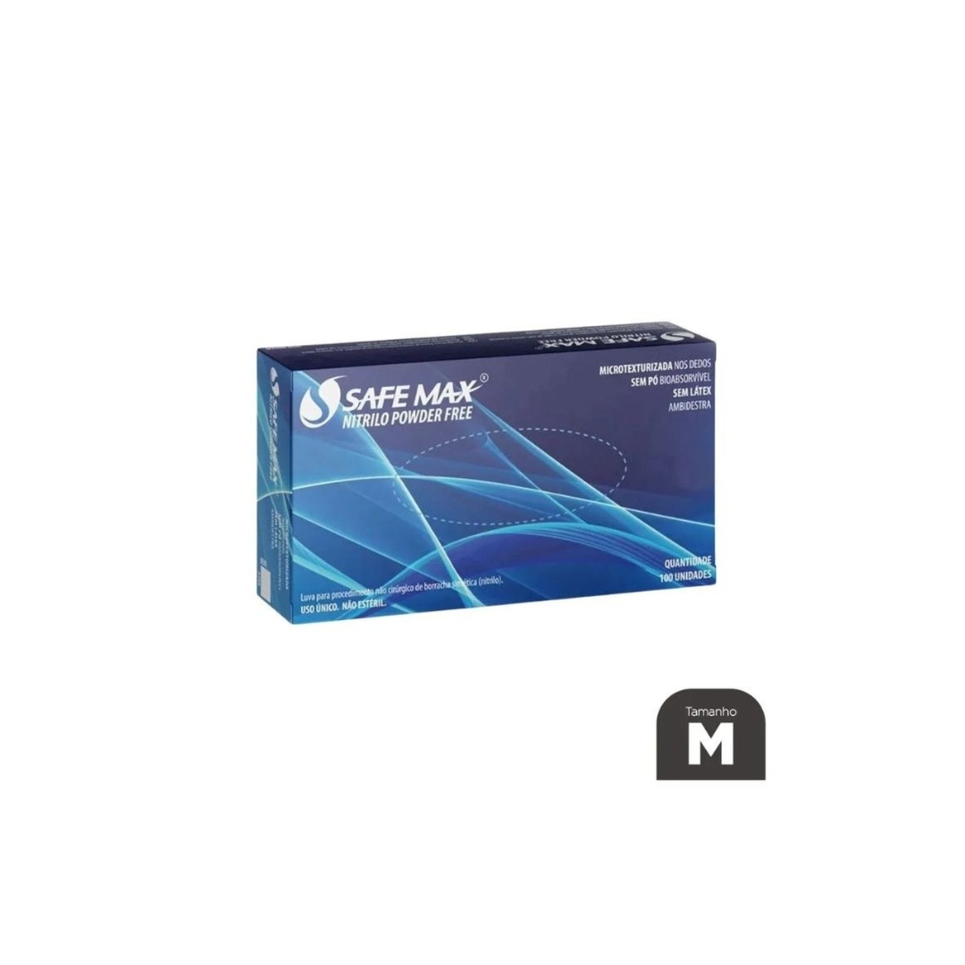 LUVA PROCEDIM NITRILO AZUL TAM M SAFEMAX ...