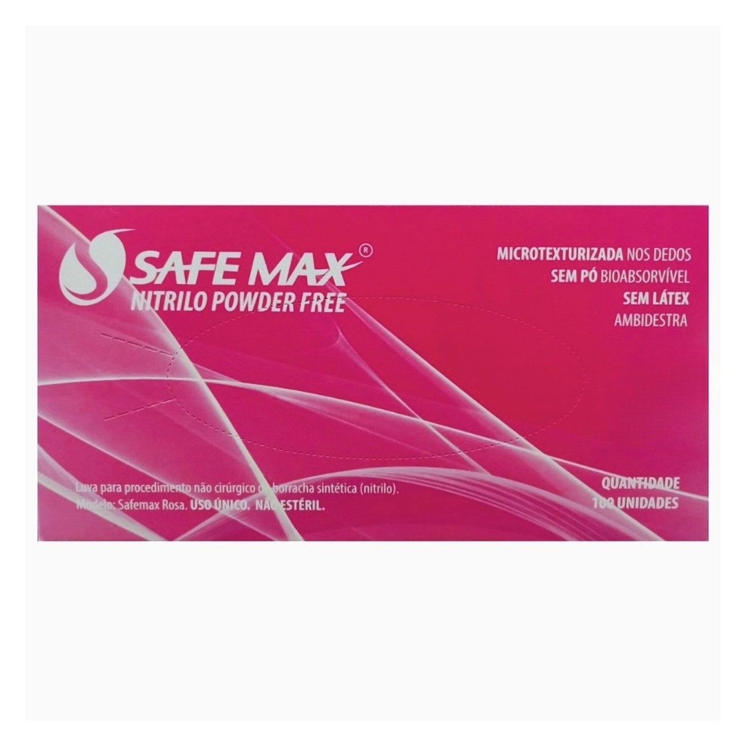 LUVA PROCED NITRILO ROSA TAM M SAFEMAX SU...