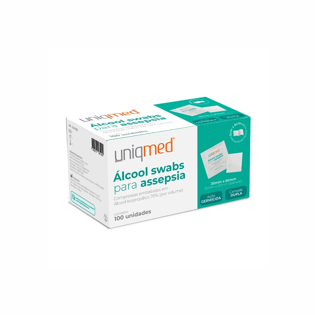 ALCOOL SWABS P/ ASSEPSIA CX C/100 UNIQMED ALCOOL SWABS P/ ASSEPSIA CX C/100 UNIQMED