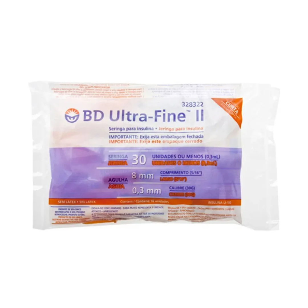 SERINGA P INSULINA 0,3 ML ULTRA FINE BD C...