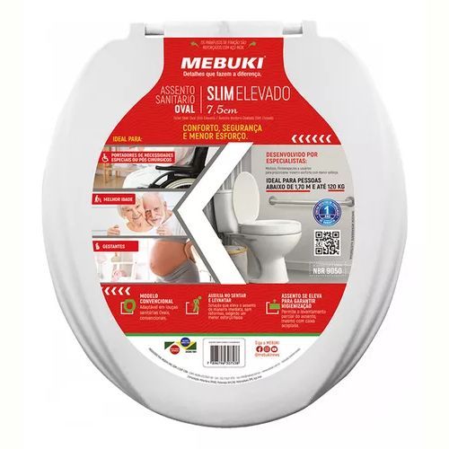ELEVAÇÃO DE ASSENTO OVAL 7,5CM SLIM  MEBUKI