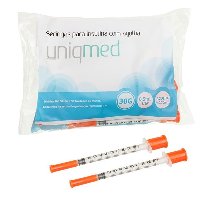 SERINGA P/INSULINA 0,5ML 8X0,30G  PB PCT ...
