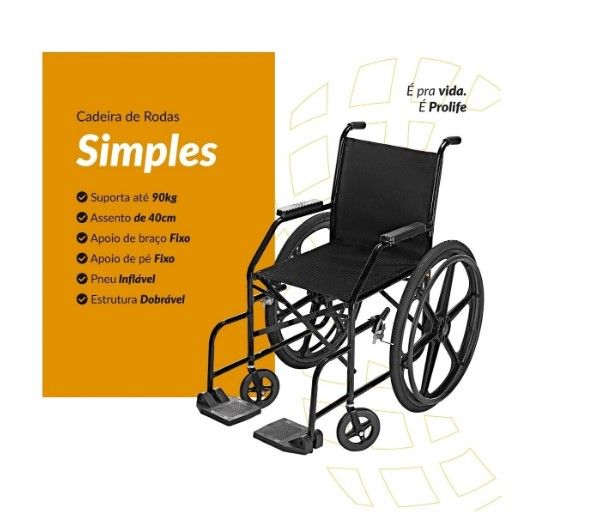 CADEIRA DE RODAS SIMPLES PL002 PNEU INFLA...
